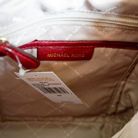 Michael Kors Riley M Leather Backpack Mulberry - Picture 7 of 8